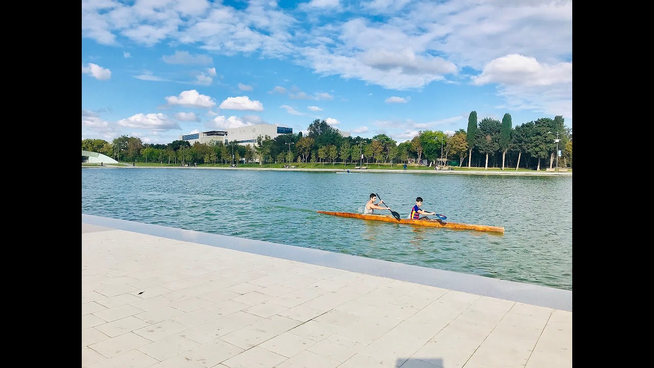 Baku, Azerbaijan, Dede Gorgud Park (4K Walking)