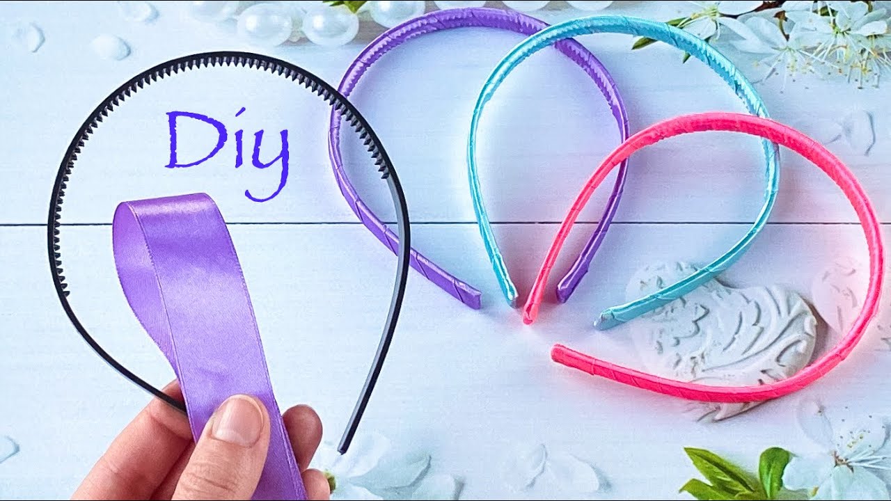 Как оплести ободок одной лентой Оплетение ободка атласной лентой How to wrap a headband with ribbon