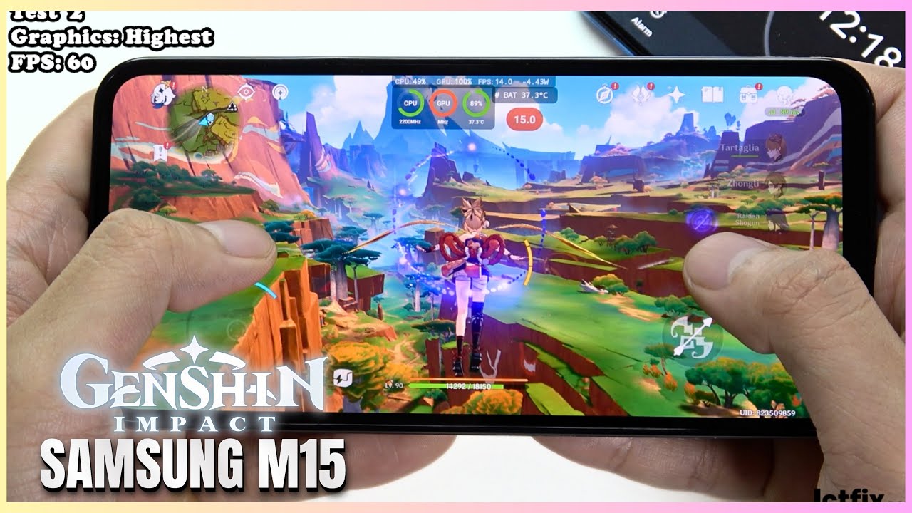 Samsung Galaxy M15 Genshin Impact Gaming test | Dimensity 6100+, 90Hz Display