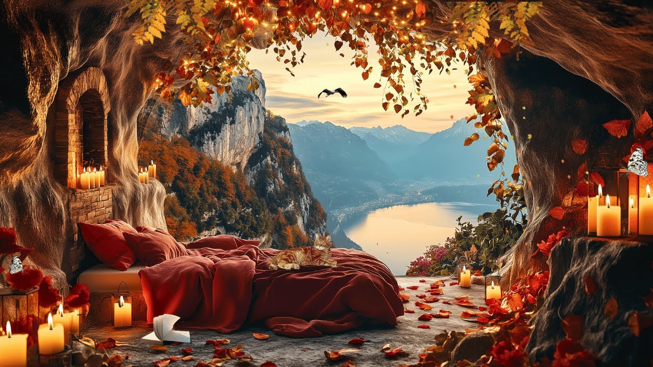 Tender Jazz in an Autumn Fairytale: A Peaceful Evening in a Cozy Corner of Nature For Work, Relax 4K