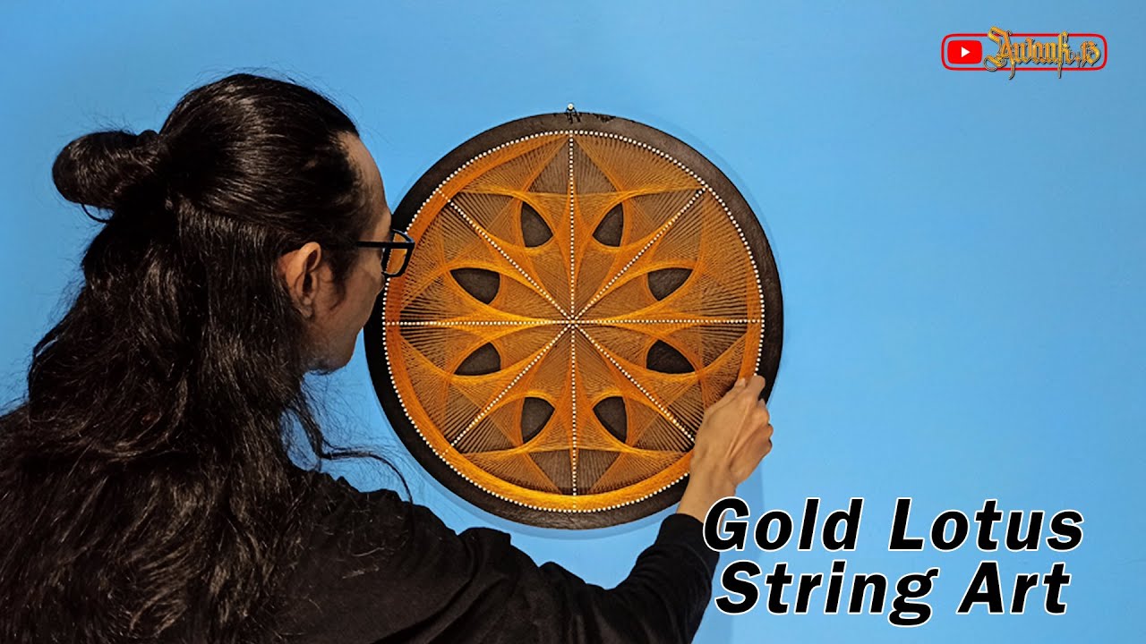 String Art - Gold Lotus | Timelapse | String art tutorial | String art Mandala | DIY String art