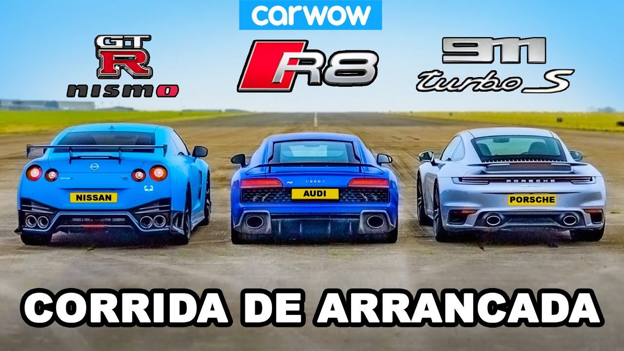 GT-R NISMO vs 911 Turbo S vs R8 - CORRIDA DE ARRANCADA