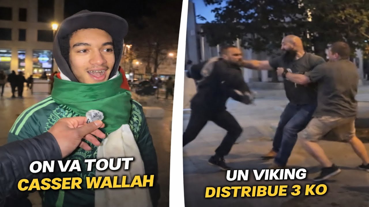 Un alg&eacute;rien veut tout casser en France et affronter les CRS Apr&egrave;s le match 🤔 Un viking met 3 KO 😱
