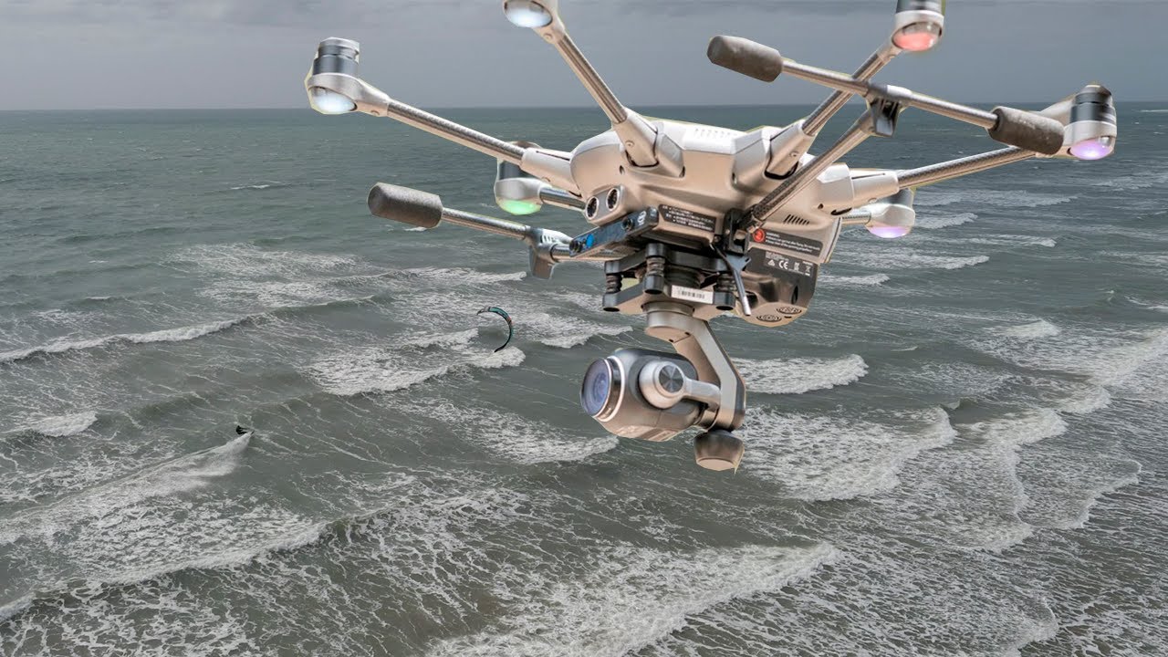 Kitesurfing Ynslas June 2 2019 Yuneec Typhoon H plus - High wind filming