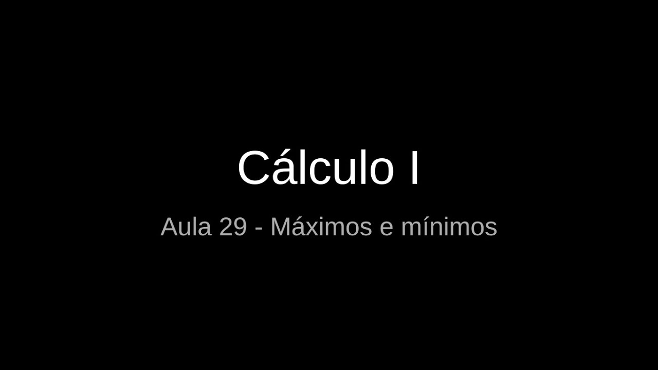 Cálculo I | Aula 29 | Máximo e mínimos
