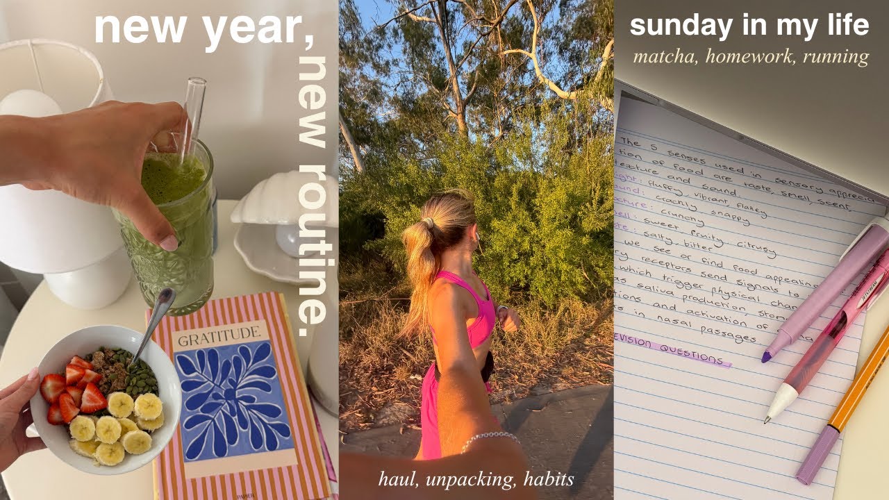 new year sunday day in my life [ homework, run, matcha recipe, habits ] 🍵🌷