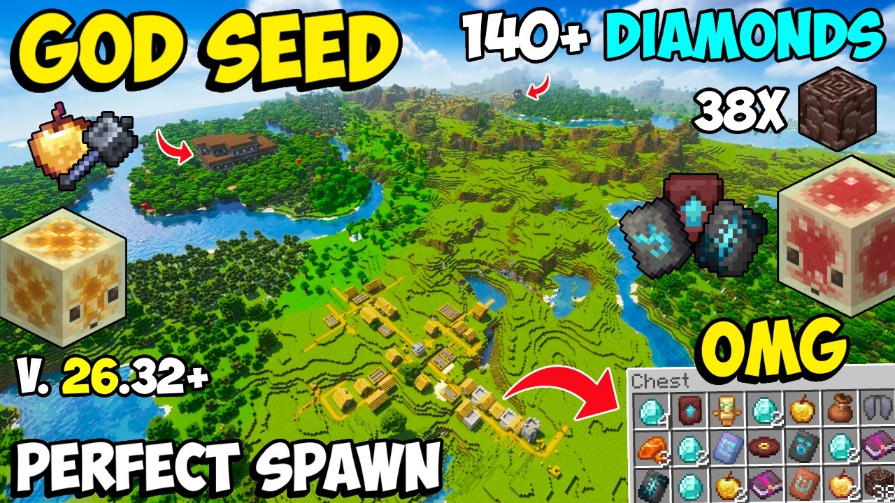 🔥Ultimate [God Seed] For Minecraft 26.33+ Bedrock & PE | Huge Village & Mansion Seed | Sulfur Caves