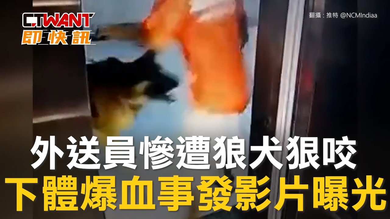 CTWANT 國際新聞 / 外送員慘遭狼犬狠咬　下體爆血事發影片曝光
