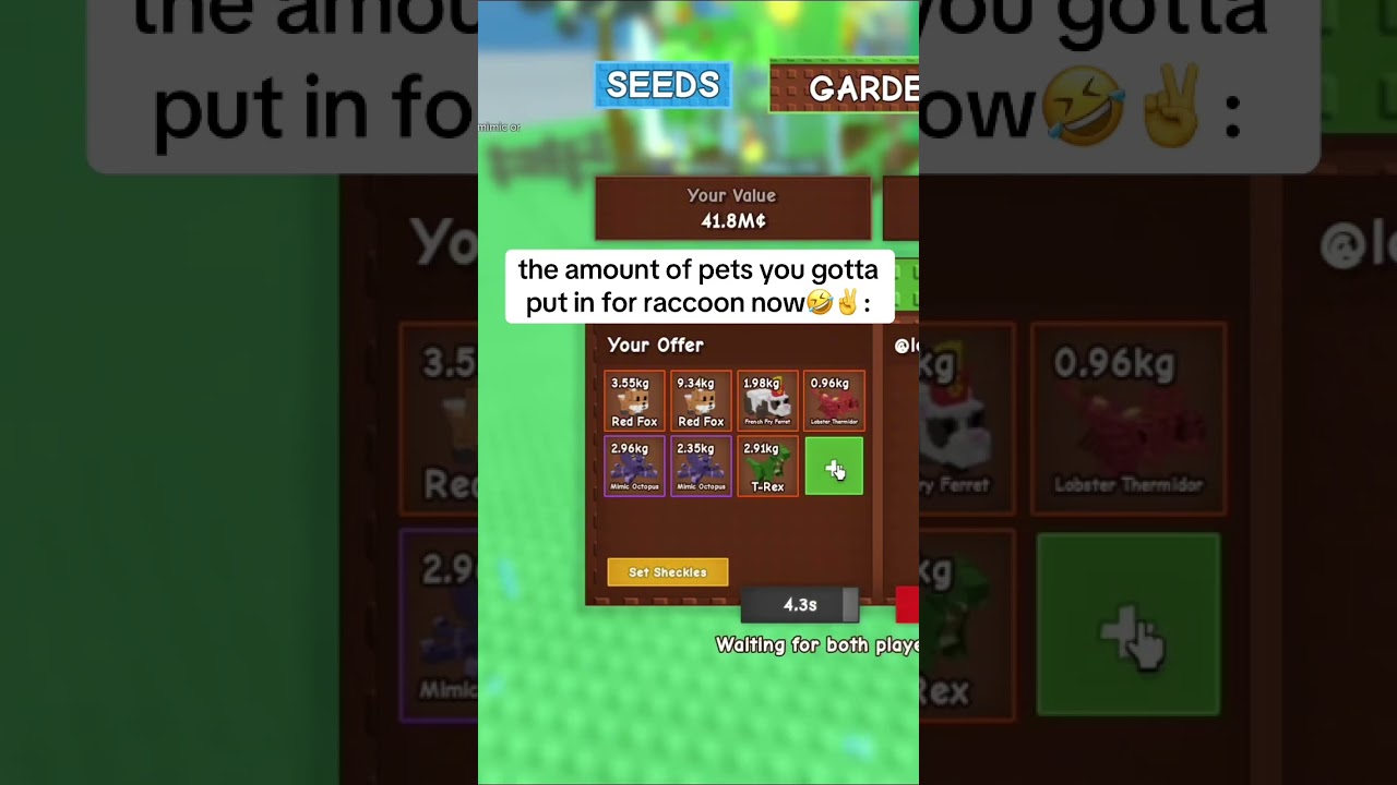 GIVING A LOT OF OP DIVINE PETS FOR A CORRUPTED RACCOON 👀 #growagarden #gag #roblox