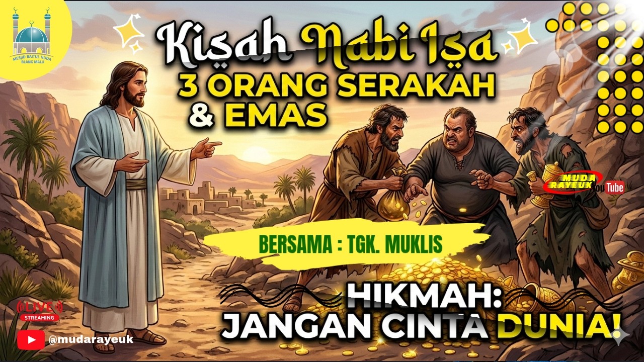 Live...Tausiyah Shubuh Ramadhan. Keserakahan 3 Pemuda pada Masa Nabi Isa AS