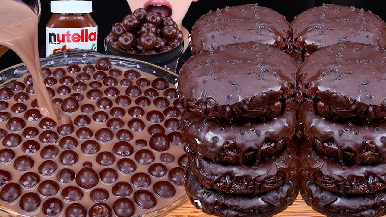 ASMR MALTESERS KITKAT CHOCOLATE DOUGHNUTS MAGNUM ICE CREAM NUTELLA DESSERT MUKBANG 먹방 EATING SOUNDS
