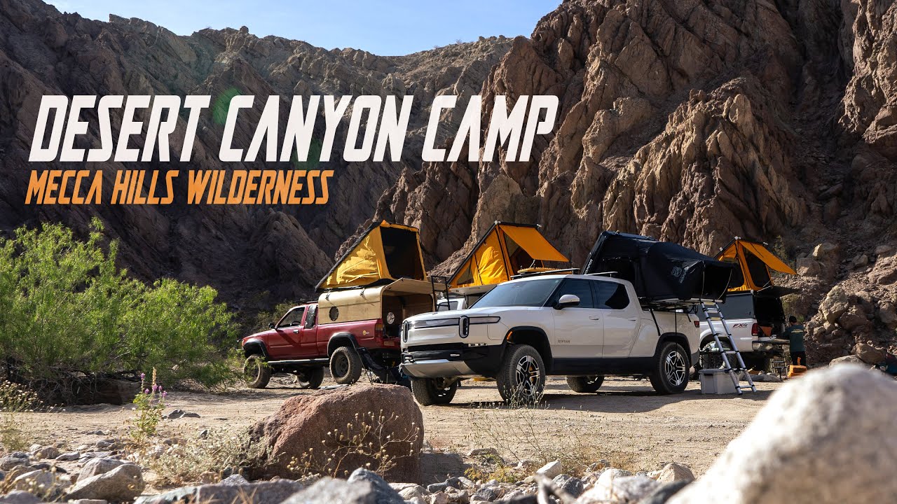 Rivian R1T Camping in the California Mecca Hills Wilderness