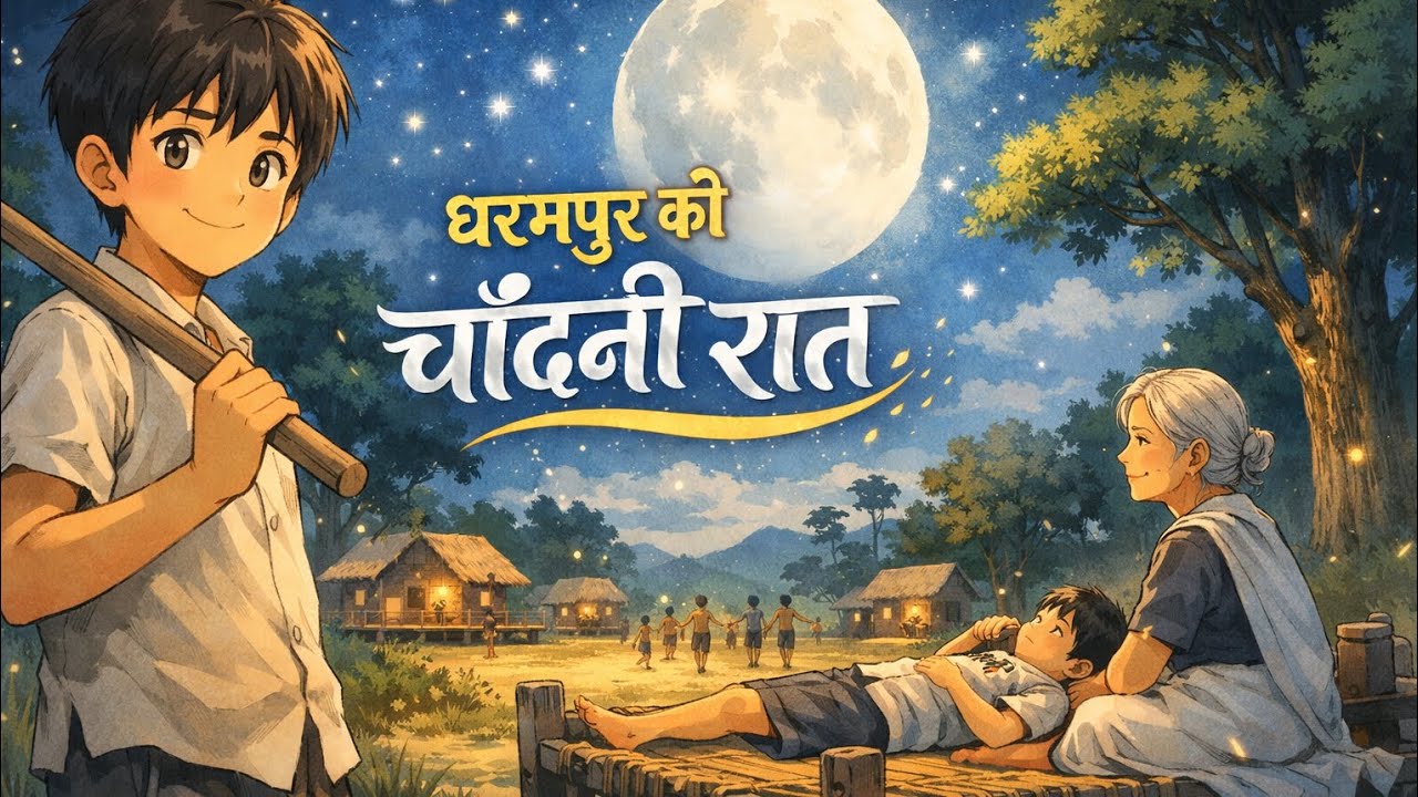 बचपन की वो शाम  गिल्ली-डंडा और गाँव #HindiKahani #VillageStory #AnimeStyle #DesiStory 