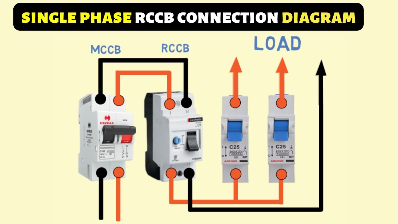 single phase rccb connection diagram || single phase breaker wiring