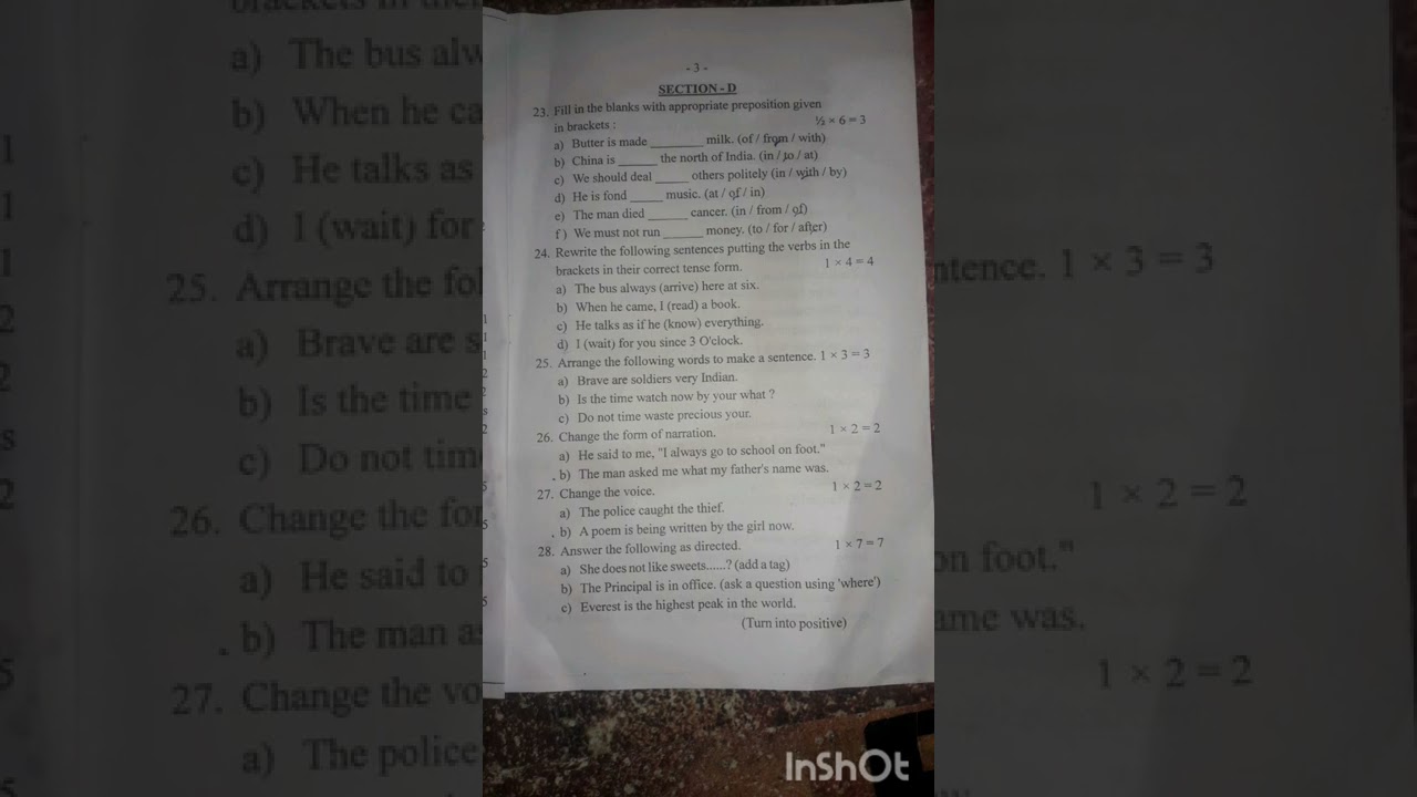 Class 9 Annual Exam English question paper 2022-2023 Seba board Assam || English question paper 2022