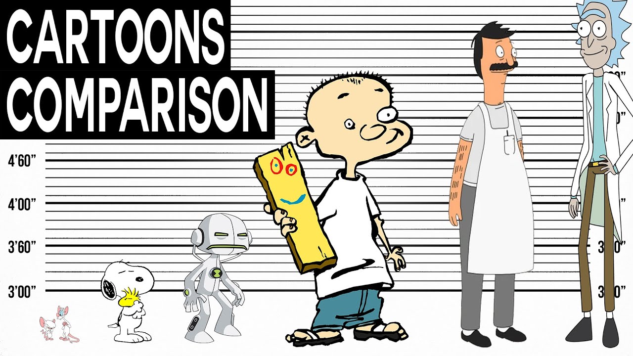 White Cartoon Character Size Comparison | Cartoon Character Heights