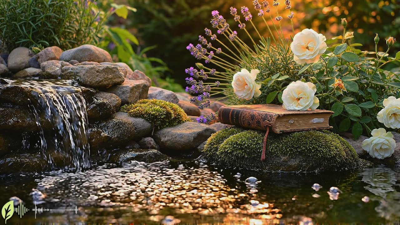 Garden Waterfall & White Roses | Peaceful Nature🌿 Ambience for Relaxation