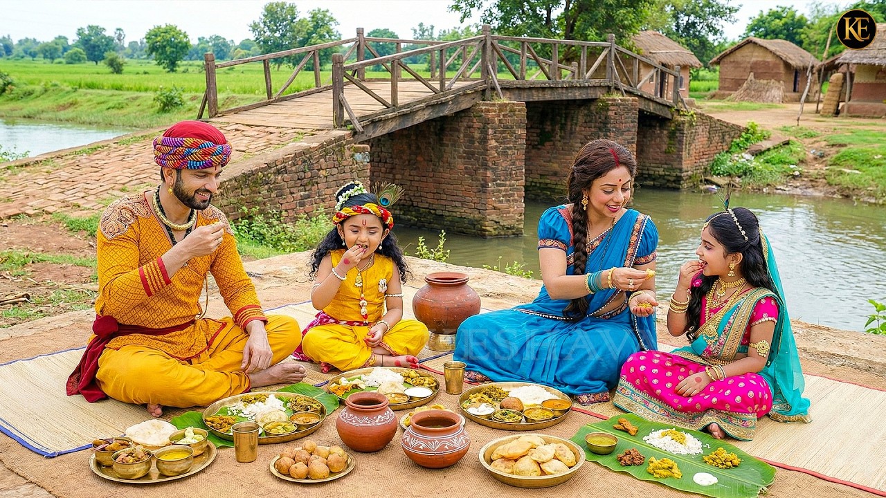 गोकुल में राधा-कृष्ण के लिए यशोदा मैया का प्रेम भरा भोजन || यशोमती मईया के नंदलाला || Krishan leela