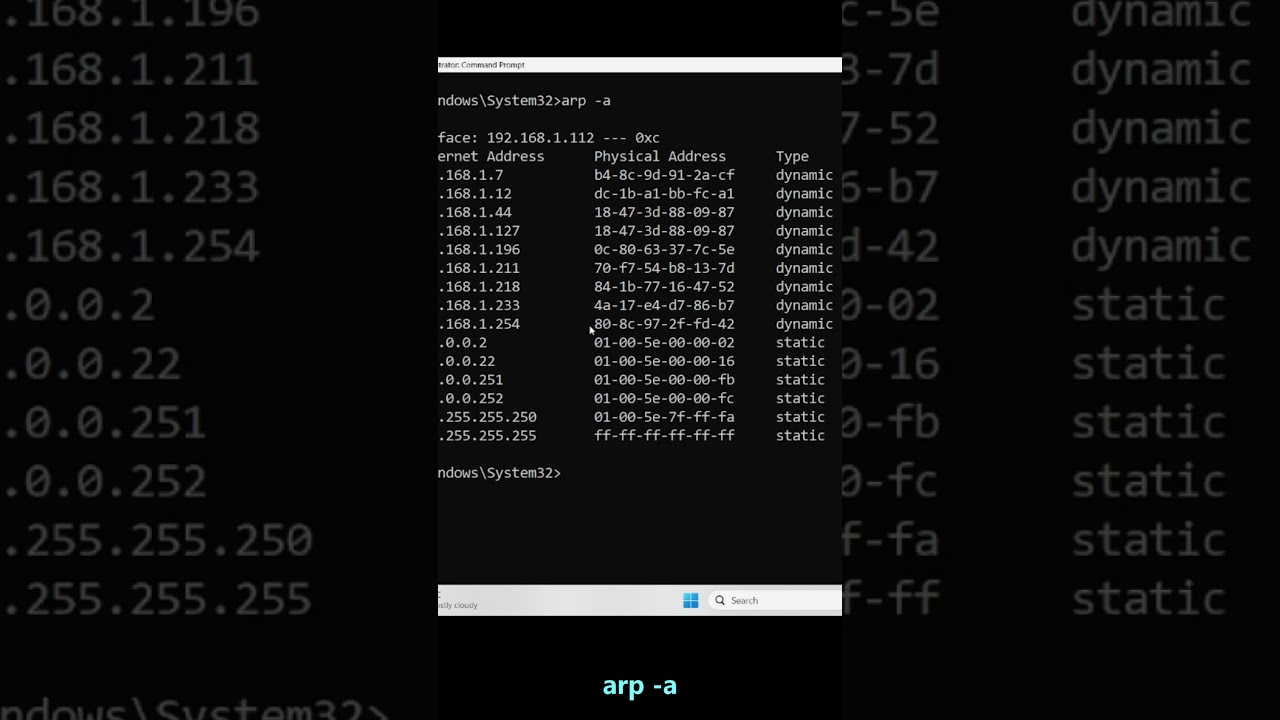 ARP in Windows CMD 🔍 Reveal IP to MAC Mappings, Find Devices, Trace Networks &ndash; netsh & arp -a