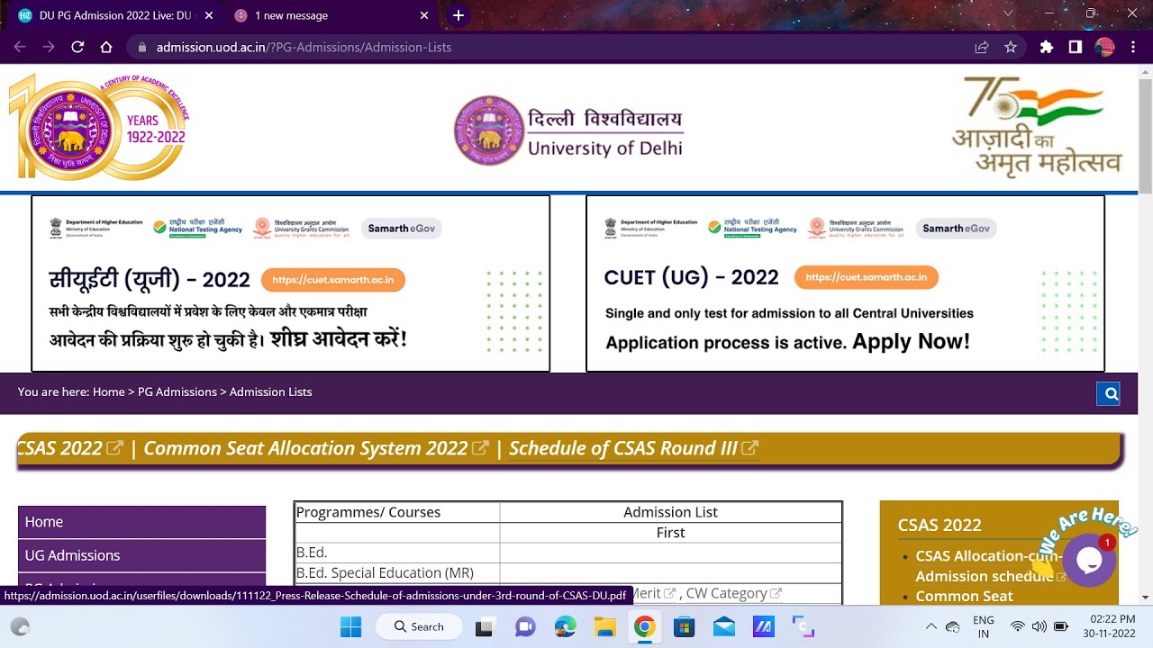 du pg admission 1st merit list 2022 live check|DU PG 2022 1st  merit list out now live|du pg 1st aaj