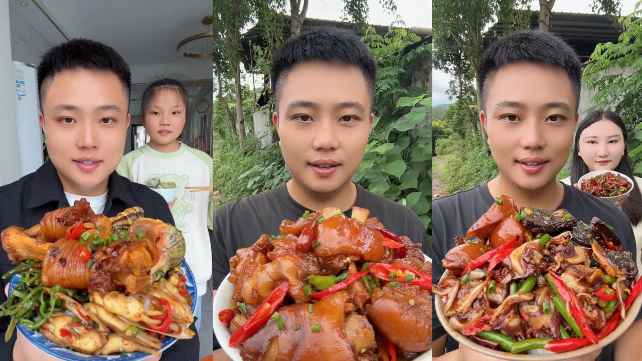 Yummy #24 Eat Meat 🍖🥓🫑🌶️🦑🍲, chicken 🍗🍗, Shrimp 🦐🦐.. #mukbang #eatingshow #yummy 