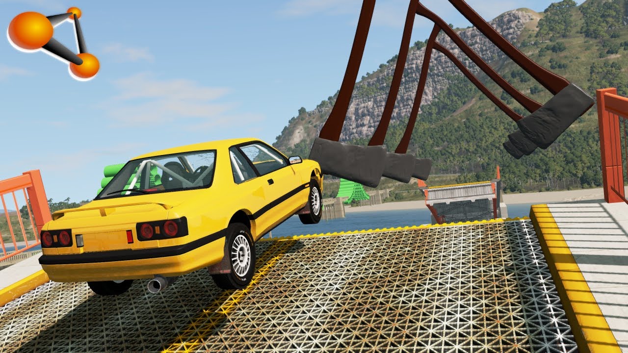 BeamNG.drive - Giant Ax Trap for Cars
