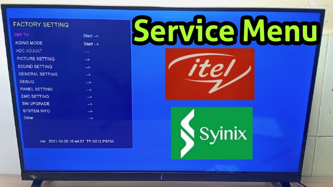 Пароль, советы и предупреждения для скрытого заводского сервисного меню itel и Syinix TV