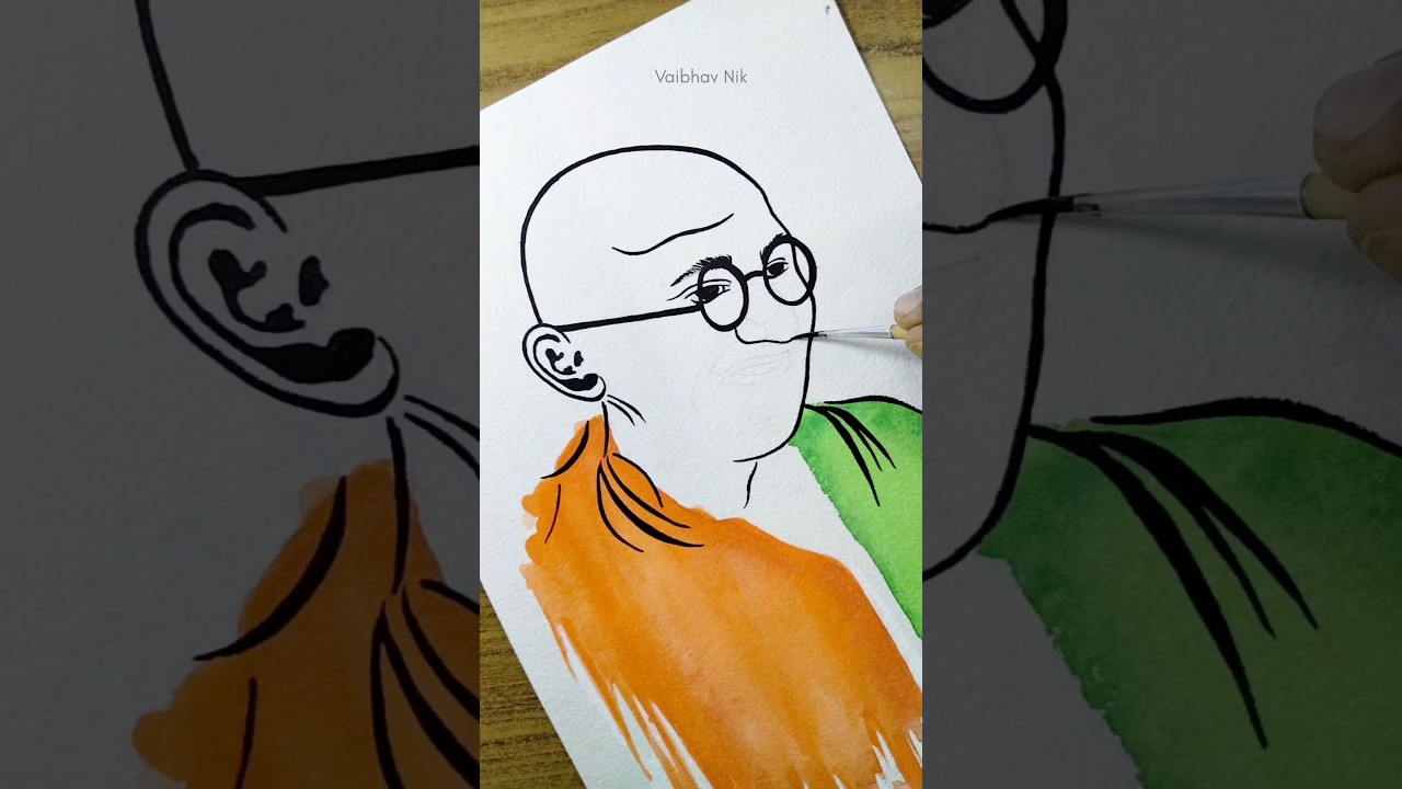 Gandhi Jayanti Easy Drawing ✨️ Tutorial ❤️ | #gandhijayanti #art