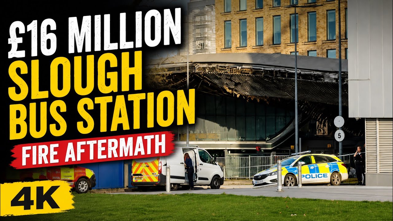 £16 Million Slough Bus station fire aftermath 4K