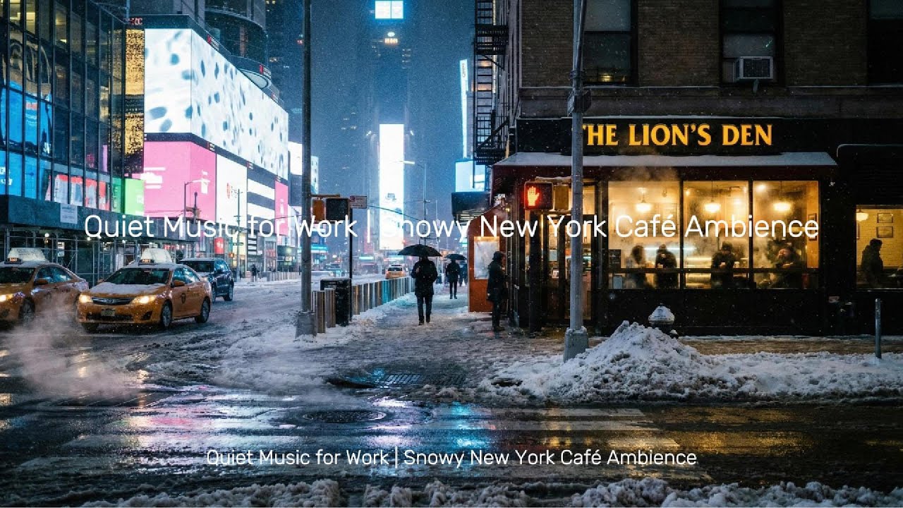 Quiet Music for Work❄️ | Snowy New York Café Ambience | New York at Night