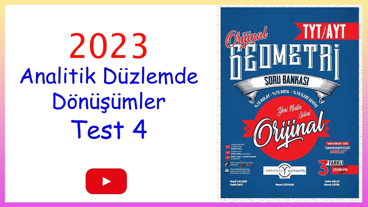 Orijinal geometri Analitik düzlemde dönüşümler test 4