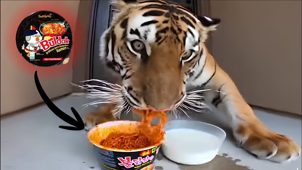 Animal Reacting to Spicy Noodles on Ring Cam | Funny CCTV Compilation