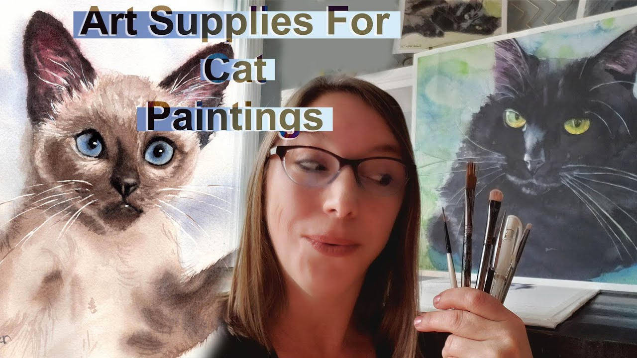 WATERCOLOR CAT TUTORIAL - My favorite art supplies for painting cats - BONUS - SIAMESE KITTEN How To