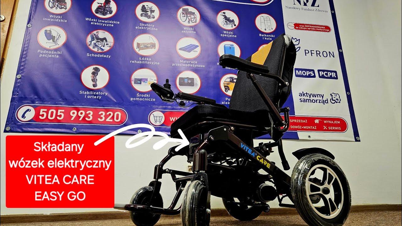 EASY GO VITEA CARE. Lekki i składany w&oacute;zek inwalidzki elektryczny. Najważniejsze cechy i parametry.