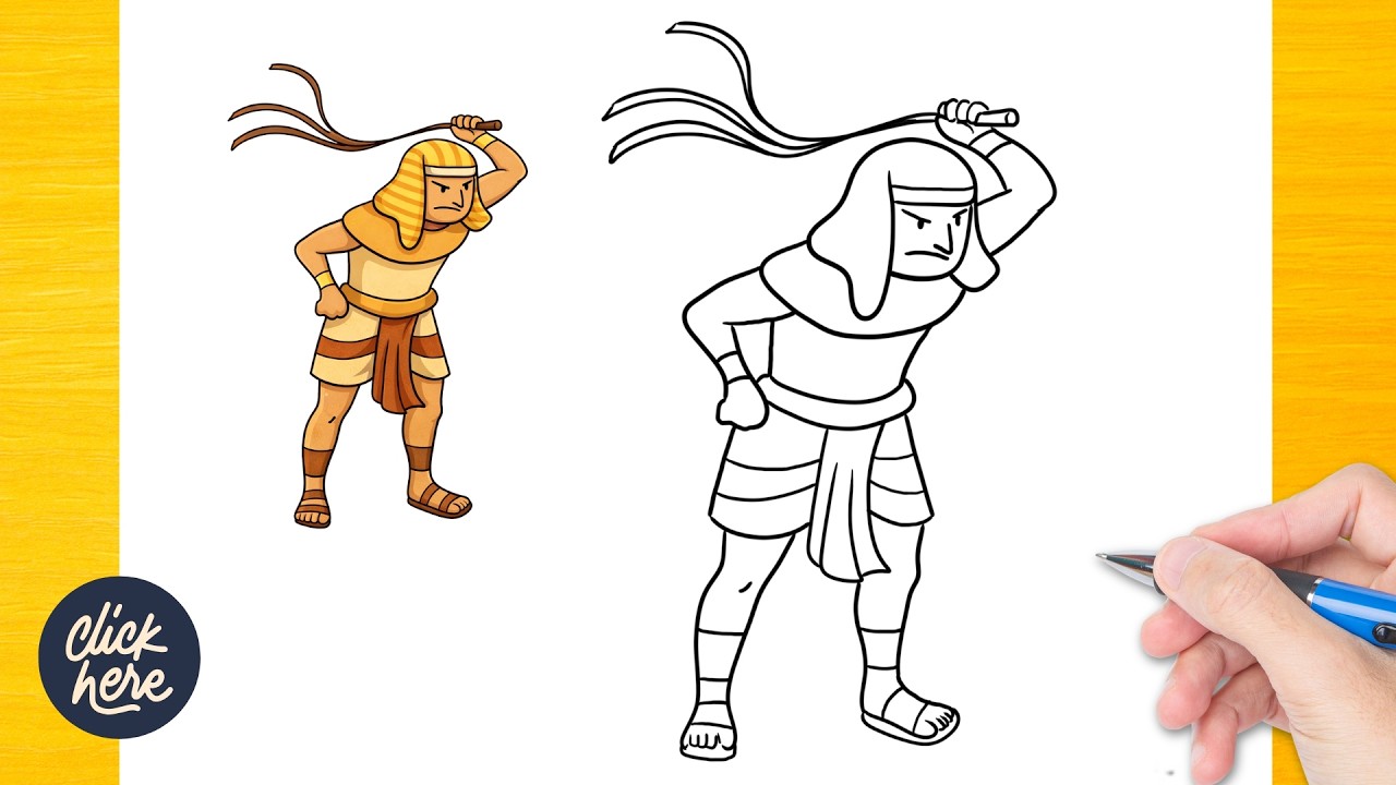 How to draw Egyptian Slave Drive - Easy Drawing for Kids & Beginners