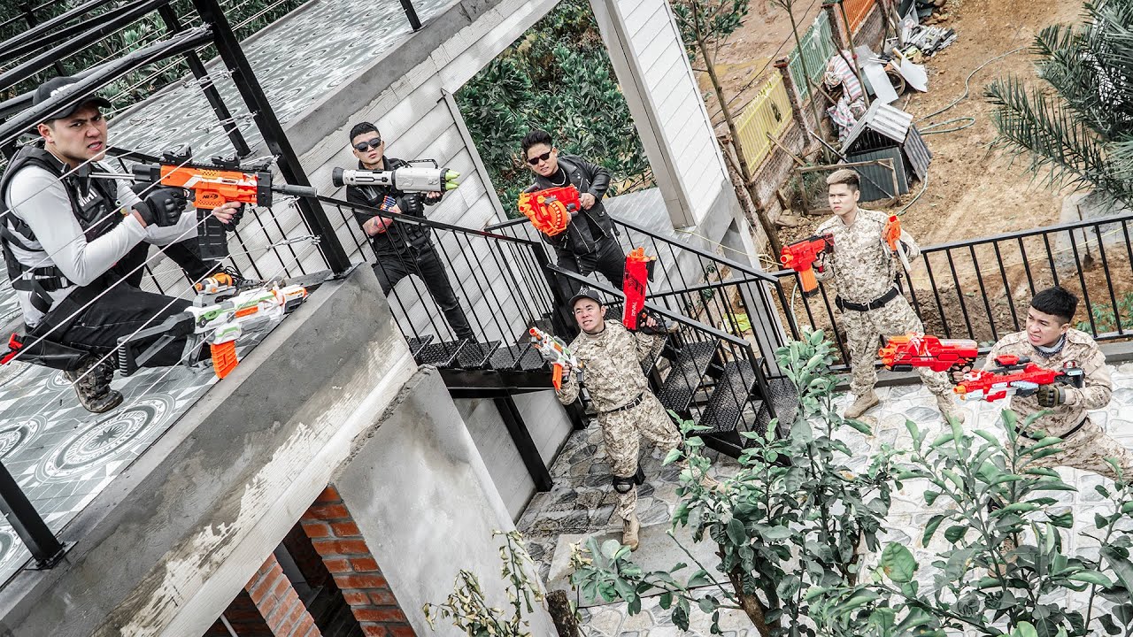 Игра LTT ​​Nerf War: Полицейские патрульные воины SEAL X Nerf Guns Fight Mr Zero Crazy Shadow Cam...