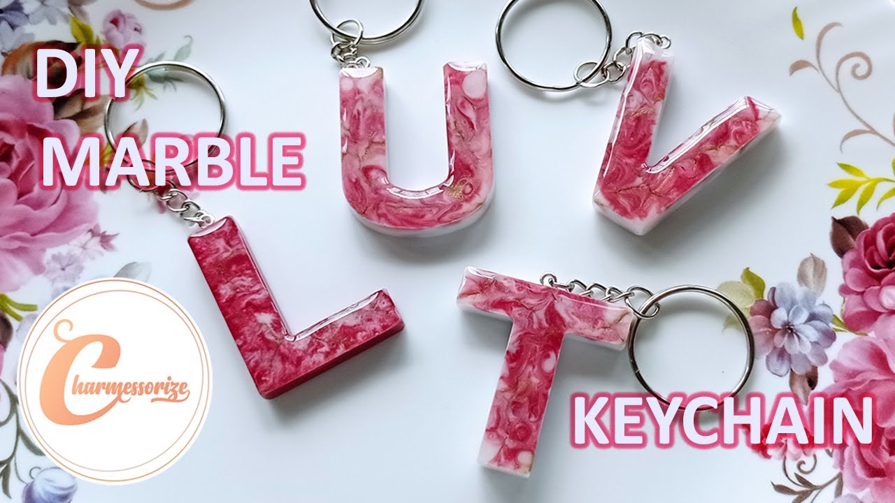 DIY Epoxy Resin Craft and Accessories | Resin MARBLE effect in Alphabet Letter Keychains