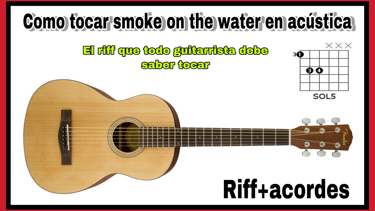 Como tocar smoke on the water en guitarra acústica súper fácil!!