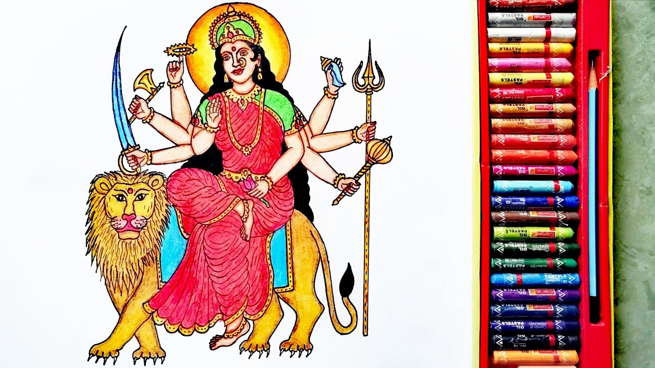 How To Draw Durga Devi Easily Picture | Durga Mata Drawing | By Drawing Art