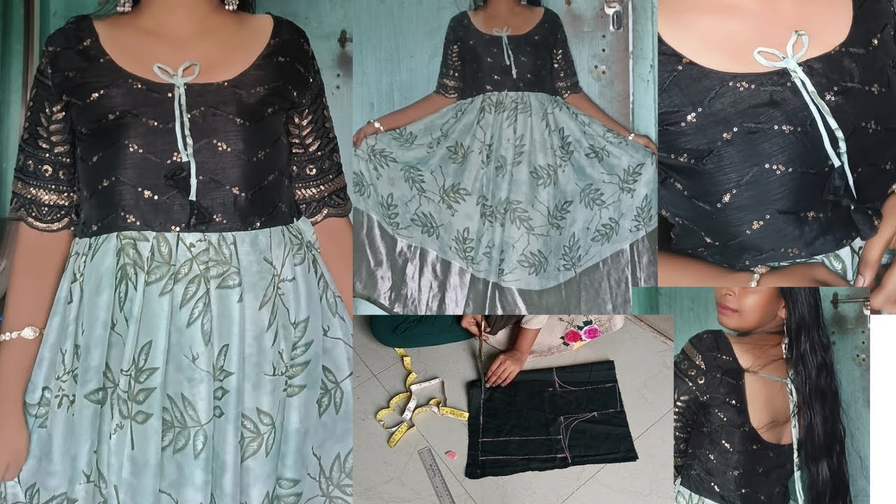 Long frock cutting and stitching #cuttingandstitching #longfrock #gowncutting #trendyfrocks