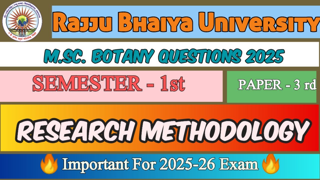 Research Methodology MSc Botany First Semester Question Paper  #mscbotany  #researchmethodology