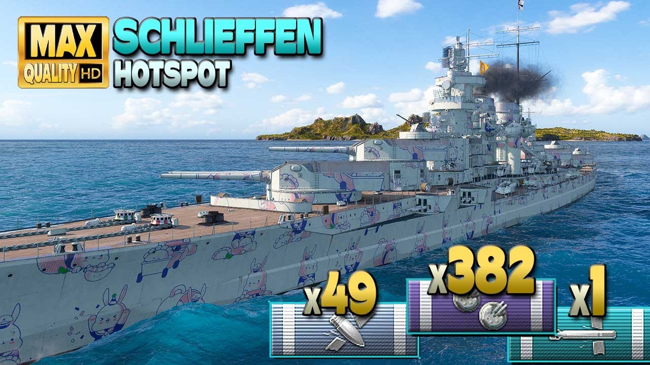 линкор Schlieffen: хорошая игра на карте Hotspot - World of Warships