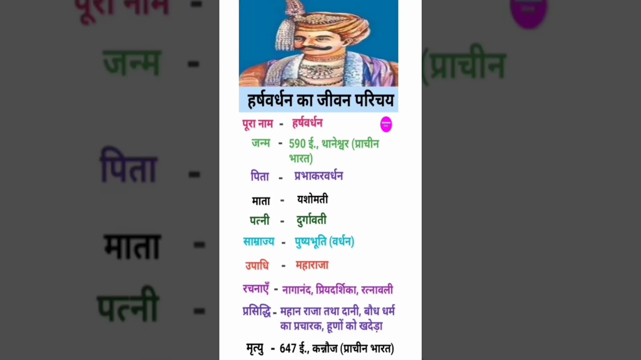 हर्षवर्धन का जीवन परिचय //#history //#viral //#trending //#shorts //#youtubeshorts