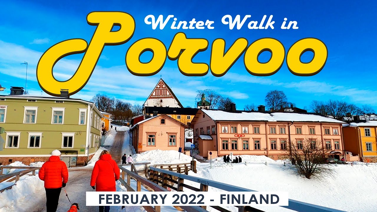Winter Walk in Porvoo, February 2022, Finland [4K]