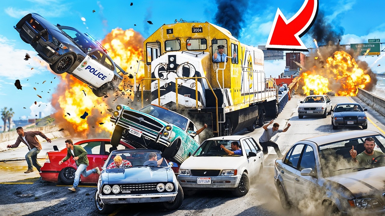 Этот ПОЕЗД СМЕРТИ УНИЧТОЖАЕТ ГОРОД в GTA 5!