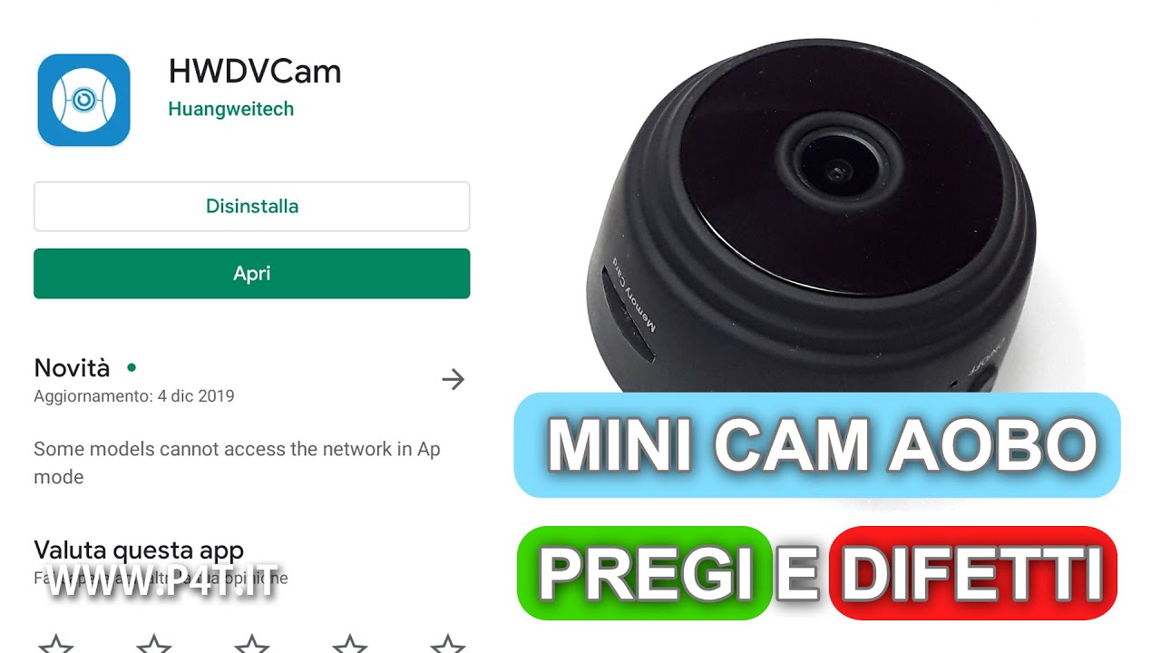 Mini camera spia Aobo e app HWDVCam