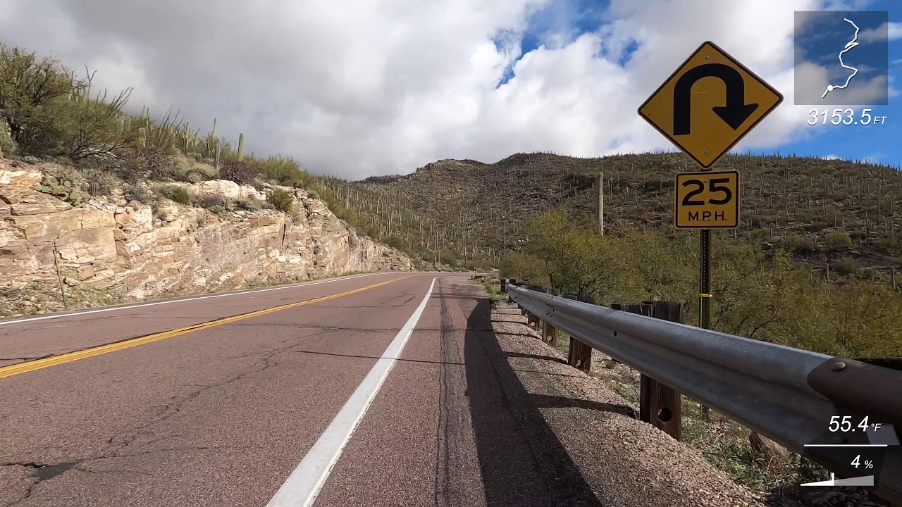 Mt. Lemmon Arizona - Entire Climb the Strava Cycling Segment in 4K 21.22 Miles