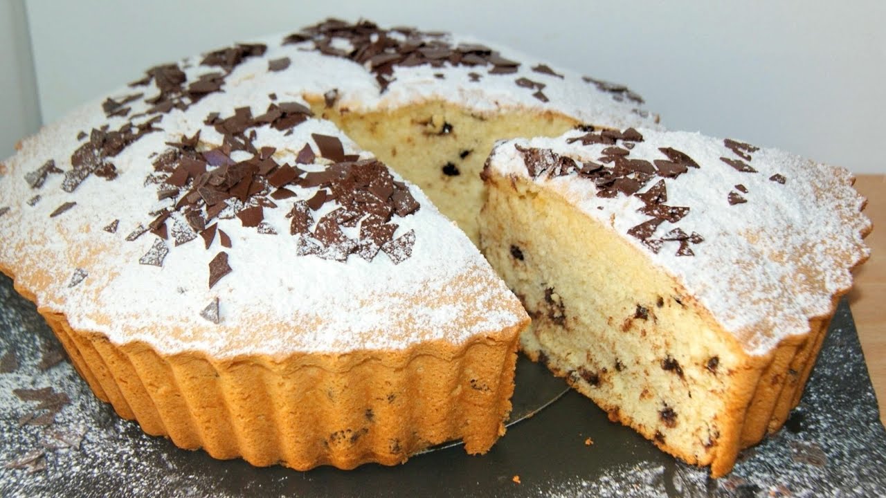 Bizcocho de leche con pepitas de chocolate (esponjoso como una nube)