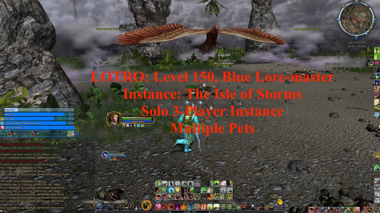 LOTRO: Blue Lore-master, Level 150, The Isle of Storms, Solo 3-Player Instance, Multiple Pets