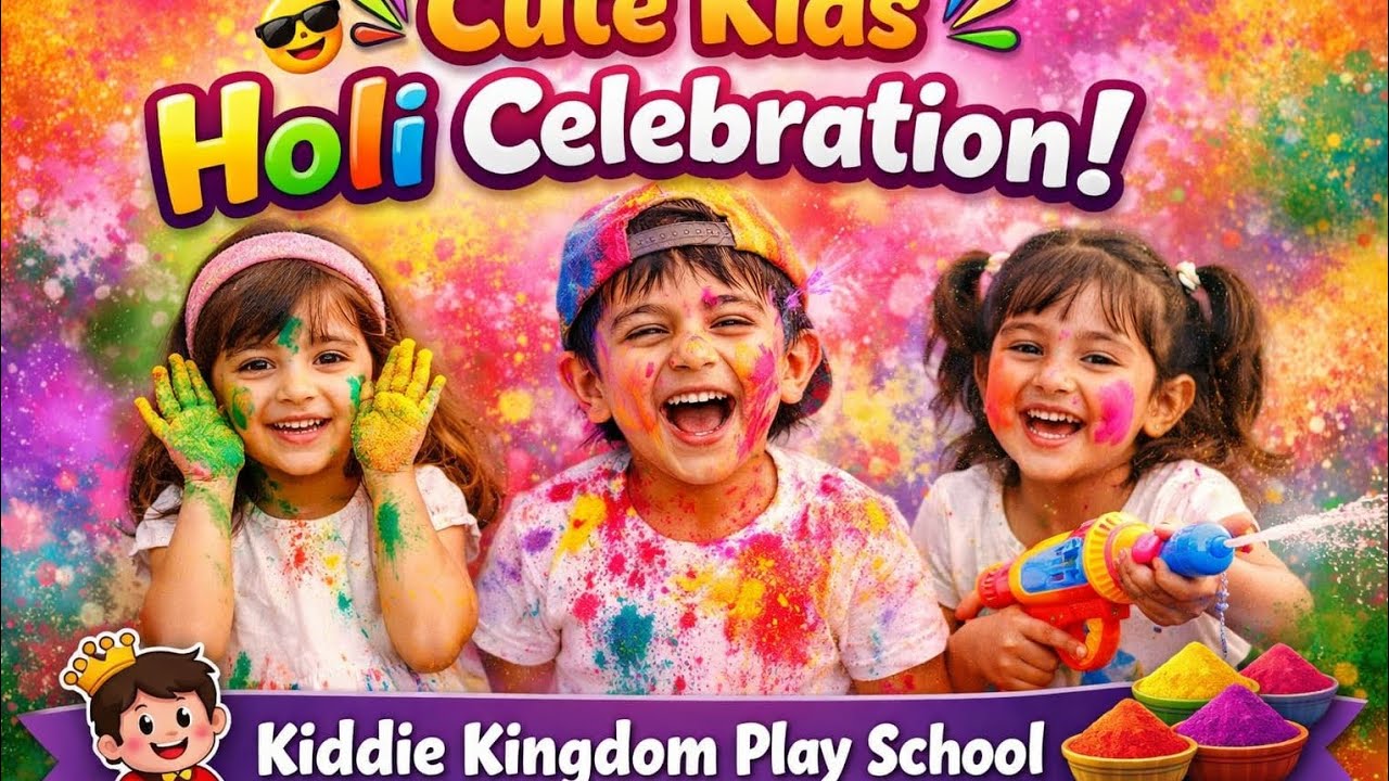 Little kids playing Holi | kiddie kingdom play school   🎒📚 #holicelebration #kidsfun #holi2026     